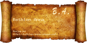Bethlen Anna névjegykártya